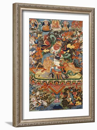 A Tibetan Thang.ka Depicting Shri Devi Seated Astride Her Mule, circa 1900-null-Framed Giclee Print