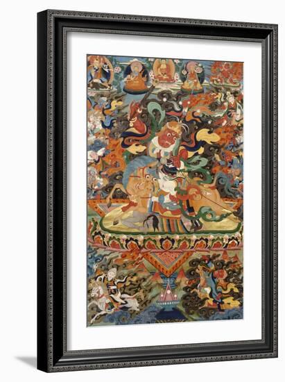 A Tibetan Thang.ka Depicting Shri Devi Seated Astride Her Mule, circa 1900-null-Framed Giclee Print