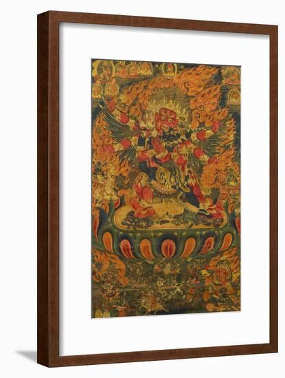 A Tibetan Thanka with a Central Figure of Heruka-null-Framed Giclee Print