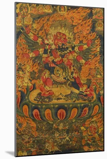 A Tibetan Thanka with a Central Figure of Heruka-null-Mounted Giclee Print