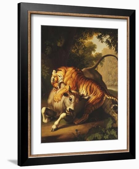 A Tiger Attacking a Bull, 1785-Johan Wenzel Peter-Framed Premium Giclee Print