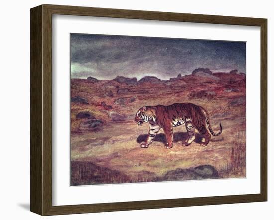 A Tiger Hunting His Prey (W/C on Paper)-Antoine Louis Barye-Framed Giclee Print