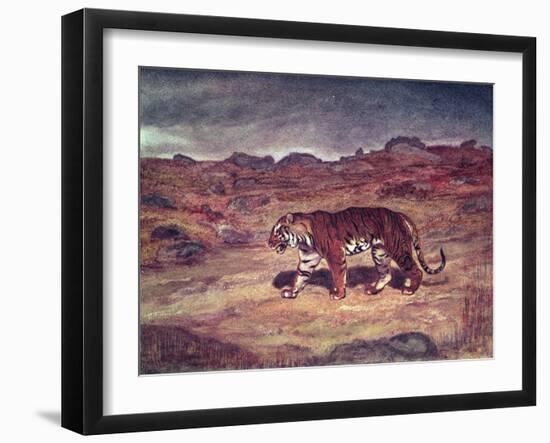 A Tiger Hunting His Prey (W/C on Paper)-Antoine Louis Barye-Framed Giclee Print