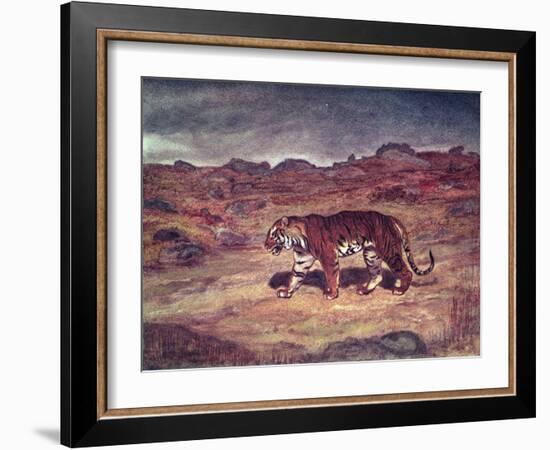 A Tiger Hunting His Prey (W/C on Paper)-Antoine Louis Barye-Framed Giclee Print