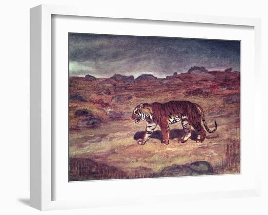 A Tiger Hunting His Prey (W/C on Paper)-Antoine Louis Barye-Framed Giclee Print