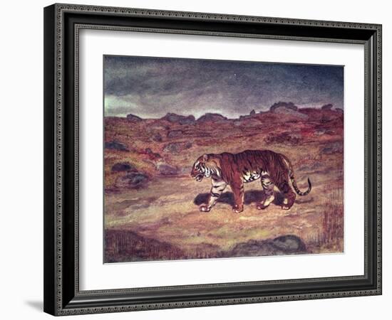 A Tiger Hunting His Prey (W/C on Paper)-Antoine Louis Barye-Framed Giclee Print