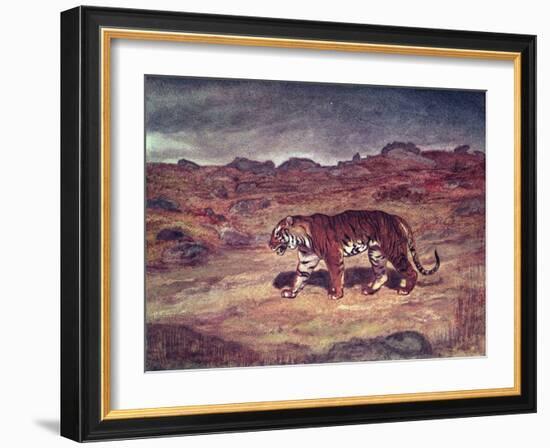 A Tiger Hunting His Prey (W/C on Paper)-Antoine Louis Barye-Framed Giclee Print