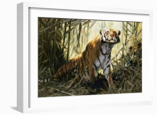 A Tiger with a Peacock-Wilhelm Kuhnert-Framed Giclee Print