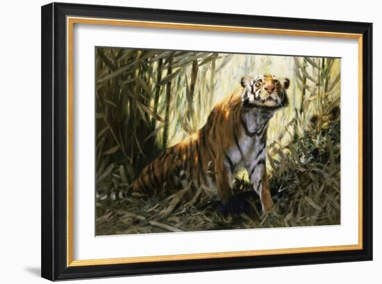 A Tiger with a Peacock-Wilhelm Kuhnert-Framed Giclee Print