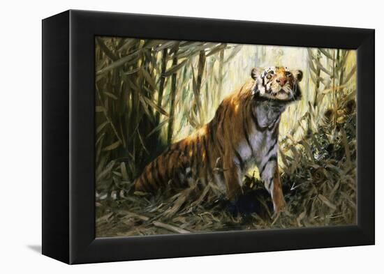 A Tiger with a Peacock-Wilhelm Kuhnert-Framed Premier Image Canvas