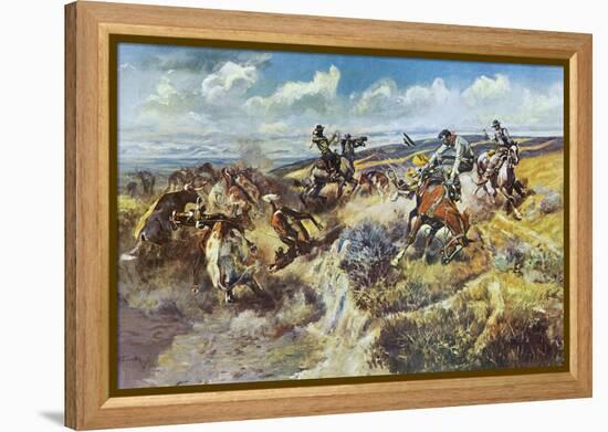 A Tight Dally and a Loose Latigo-Charles Marion Russell-Framed Stretched Canvas