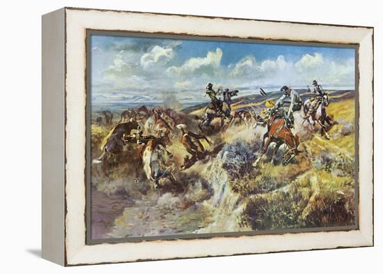 A Tight Dally and a Loose Latigo-Charles Marion Russell-Framed Stretched Canvas