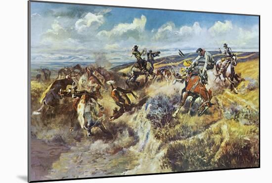 A Tight Dally and a Loose Latigo-Charles Marion Russell-Mounted Art Print