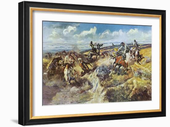 A Tight Dally and a Loose Latigo-Charles Marion Russell-Framed Art Print