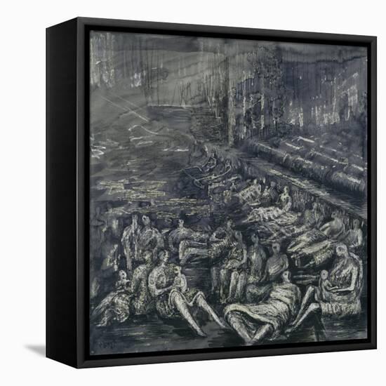 A Tilbury Shelter Scene-Henry Moore-Framed Premier Image Canvas