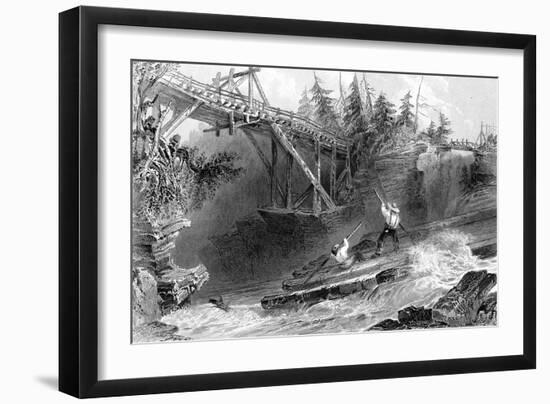 A Timber Slide and a Bridge across the Ottawa River, Ontario, Canada, 1842-J Sands-Framed Giclee Print