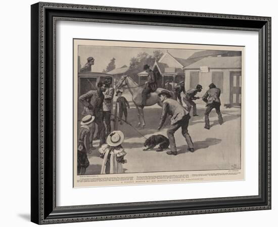 A Timely Rescue by His Master, a Scene in Johannesburg-Gordon Frederick Browne-Framed Giclee Print