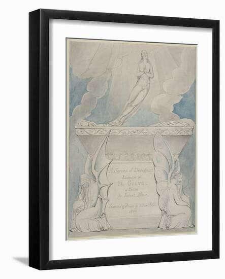 A Title Page for the Grave , 1806 (Pen & Ink and W/C on Paper)-William Blake-Framed Giclee Print