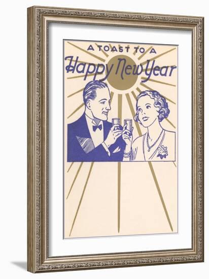 A Toast to a Happy New Year, Couple-null-Framed Art Print