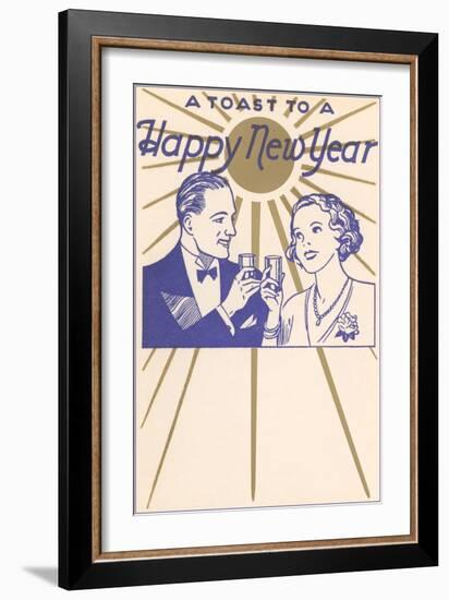 A Toast to a Happy New Year, Couple-null-Framed Art Print