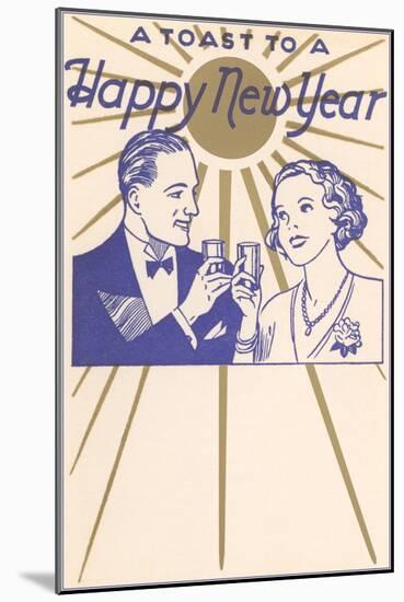 A Toast to a Happy New Year, Couple-null-Mounted Art Print