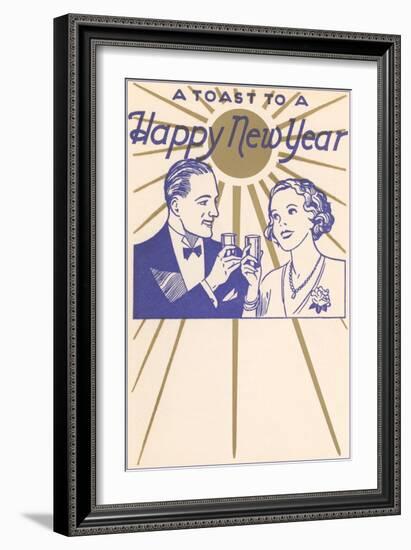 A Toast to a Happy New Year, Couple-null-Framed Art Print