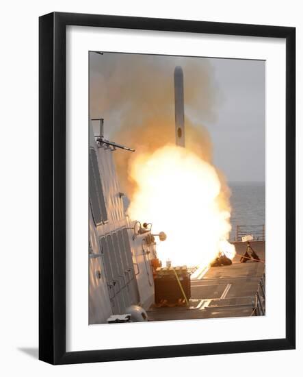 A Tomahawk Missile Launch Aboard USS Sterett-Stocktrek Images-Framed Photographic Print