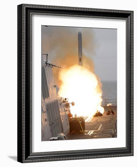 A Tomahawk Missile Launch Aboard USS Sterett-Stocktrek Images-Framed Photographic Print