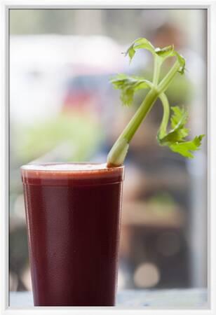 A Tomato And Vegetable Smoothie With Other Vegetables And A Piece Of Celery Sticking Out Photographic Print Shea Evans Art Com