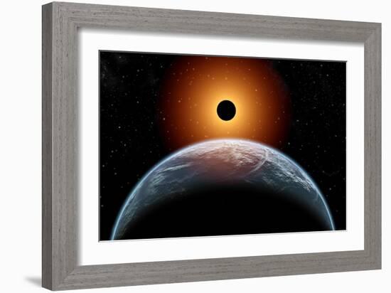 A Total Eclipse of the Sun as Seen from Being in Earth's Orbit-null-Framed Art Print