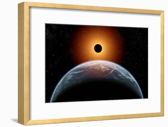 A Total Eclipse of the Sun as Seen from Being in Earth's Orbit-null-Framed Art Print