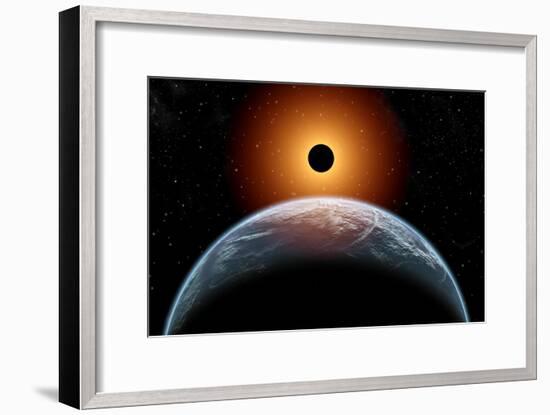 A Total Eclipse of the Sun as Seen from Being in Earth's Orbit-null-Framed Art Print