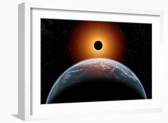 A Total Eclipse of the Sun as Seen from Being in Earth's Orbit-null-Framed Art Print