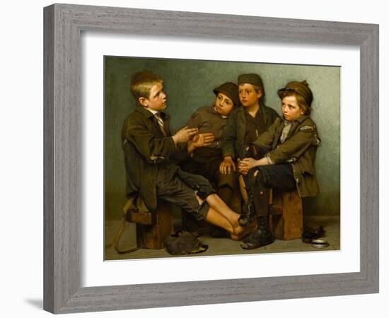 A Tough Story, 1886-John George Brown-Framed Giclee Print