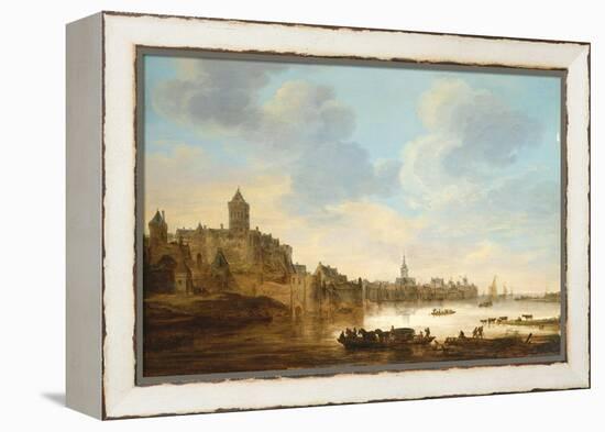 A Town on the Banks of a River, with a Ferry, 1648-Herri Met De Bles-Framed Premier Image Canvas