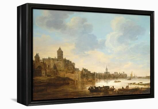 A Town on the Banks of a River, with a Ferry, 1648-Herri Met De Bles-Framed Premier Image Canvas