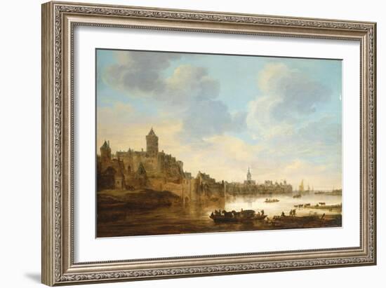 A Town on the Banks of a River, with a Ferry, 1648-Herri Met De Bles-Framed Giclee Print