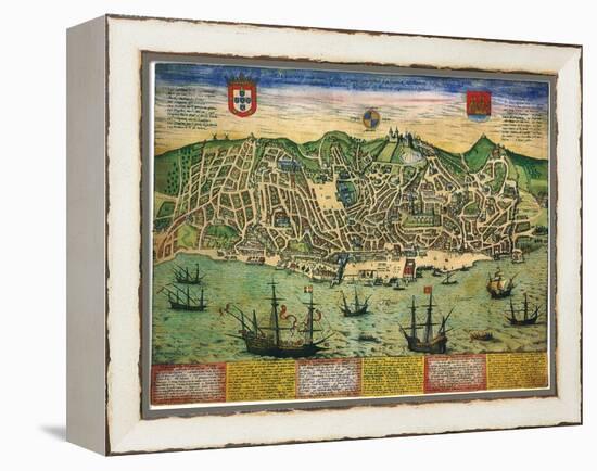 A Town Plan of Lisbon 1598-null-Framed Premier Image Canvas