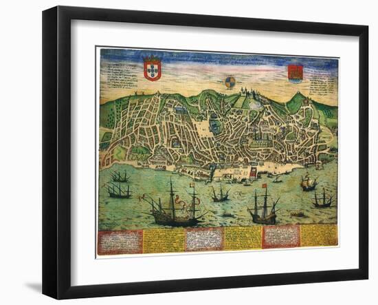 A Town Plan of Lisbon 1598-null-Framed Giclee Print