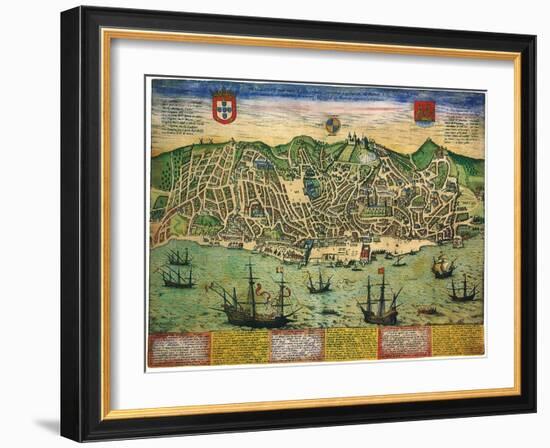 A Town Plan of Lisbon 1598-null-Framed Giclee Print