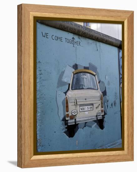 A Trabant Car Painted on a Section of the Berlin Wall Near Potsdamer Platz, Mitte, Berlin, Germany-Richard Nebesky-Framed Premier Image Canvas