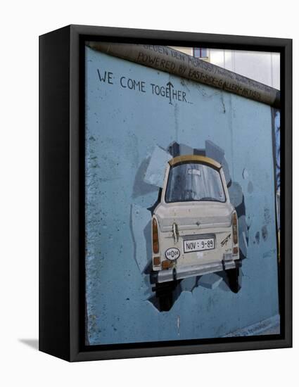 A Trabant Car Painted on a Section of the Berlin Wall Near Potsdamer Platz, Mitte, Berlin, Germany-Richard Nebesky-Framed Premier Image Canvas