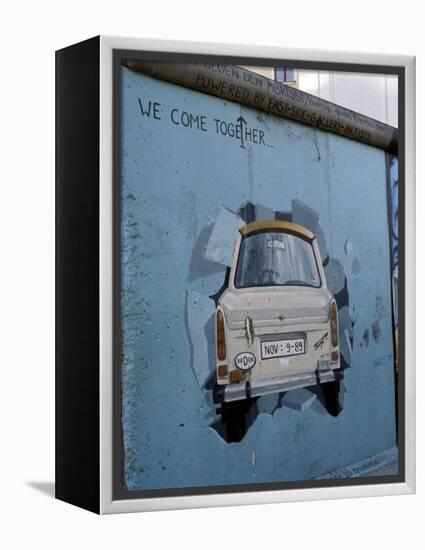 A Trabant Car Painted on a Section of the Berlin Wall Near Potsdamer Platz, Mitte, Berlin, Germany-Richard Nebesky-Framed Premier Image Canvas