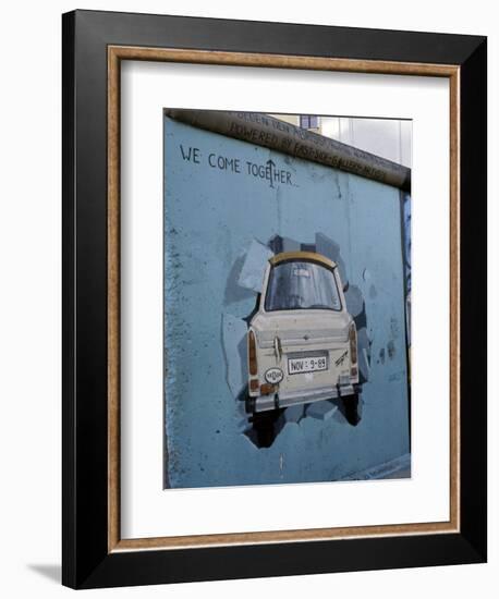 A Trabant Car Painted on a Section of the Berlin Wall Near Potsdamer Platz, Mitte, Berlin, Germany-Richard Nebesky-Framed Photographic Print