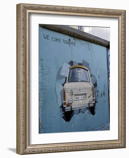 A Trabant Car Painted on a Section of the Berlin Wall Near Potsdamer Platz, Mitte, Berlin, Germany-Richard Nebesky-Framed Photographic Print