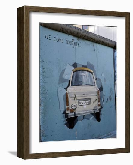 A Trabant Car Painted on a Section of the Berlin Wall Near Potsdamer Platz, Mitte, Berlin, Germany-Richard Nebesky-Framed Photographic Print