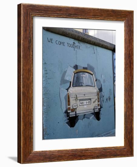 A Trabant Car Painted on a Section of the Berlin Wall Near Potsdamer Platz, Mitte, Berlin, Germany-Richard Nebesky-Framed Photographic Print