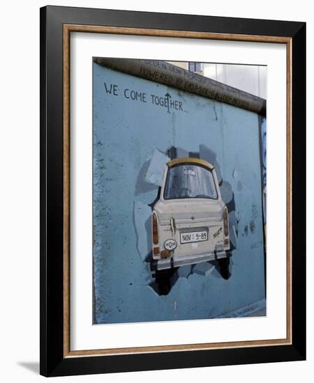 A Trabant Car Painted on a Section of the Berlin Wall Near Potsdamer Platz, Mitte, Berlin, Germany-Richard Nebesky-Framed Photographic Print