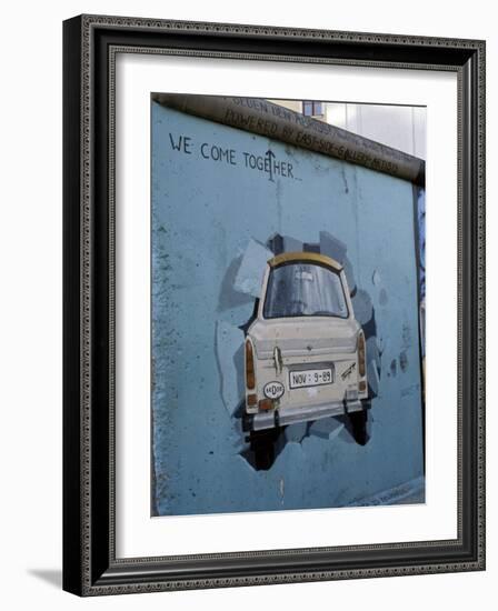 A Trabant Car Painted on a Section of the Berlin Wall Near Potsdamer Platz, Mitte, Berlin, Germany-Richard Nebesky-Framed Photographic Print