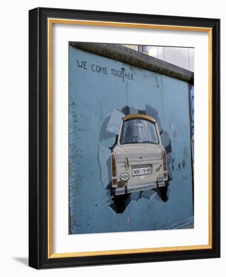 A Trabant Car Painted on a Section of the Berlin Wall Near Potsdamer Platz, Mitte, Berlin, Germany-Richard Nebesky-Framed Photographic Print